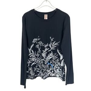 Umsteigen Cotton Floral Blue Bird Long Sleeve Shirt Size Medium Artsy Unique NEW